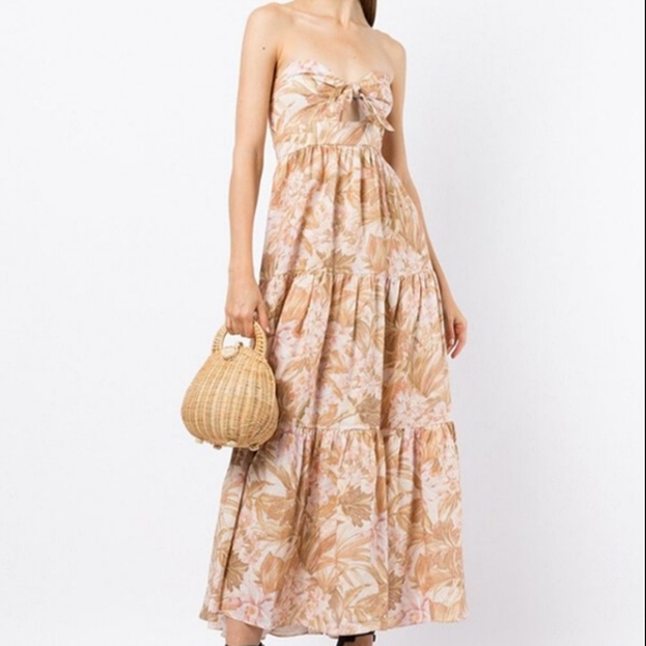 Zimmermann Dresses & Skirts - ZIMMERMANN Moonshine Andie Linen Midi/ Maxi Dress- Sepia/Cream Floral  Size 8